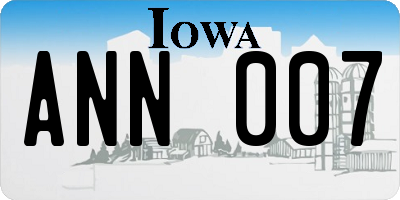 IA license plate ANN007