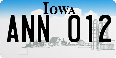 IA license plate ANN012