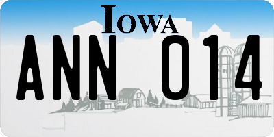 IA license plate ANN014
