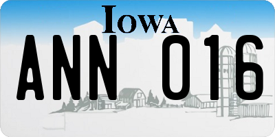 IA license plate ANN016