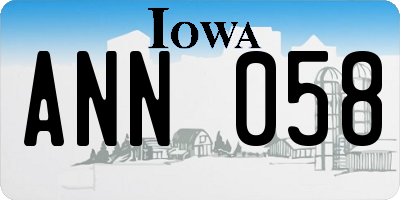 IA license plate ANN058