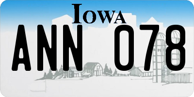 IA license plate ANN078