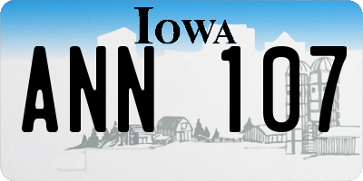 IA license plate ANN107