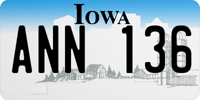 IA license plate ANN136