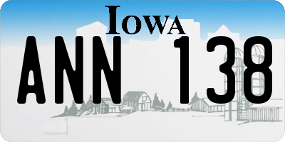 IA license plate ANN138