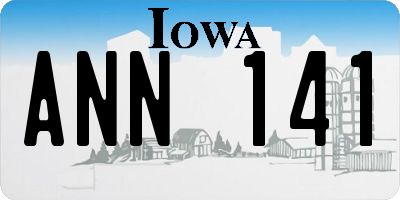 IA license plate ANN141