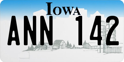 IA license plate ANN142