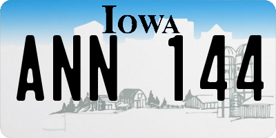 IA license plate ANN144