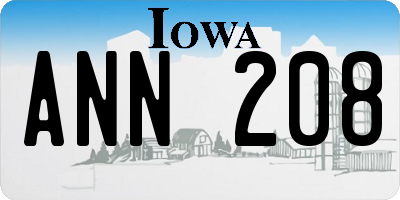 IA license plate ANN208