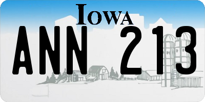 IA license plate ANN213
