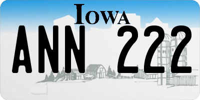 IA license plate ANN222