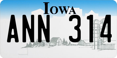 IA license plate ANN314