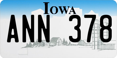 IA license plate ANN378