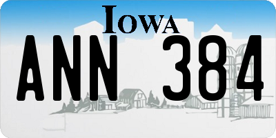 IA license plate ANN384