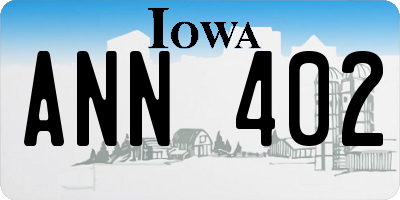 IA license plate ANN402