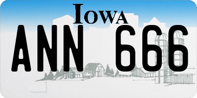 IA license plate ANN666