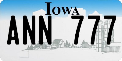 IA license plate ANN777
