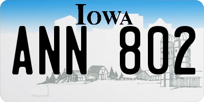 IA license plate ANN802