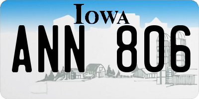 IA license plate ANN806