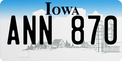 IA license plate ANN870