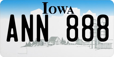 IA license plate ANN888