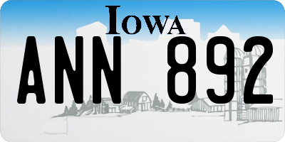 IA license plate ANN892