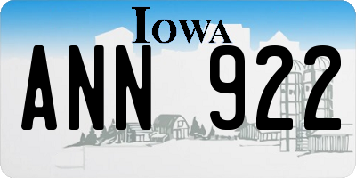 IA license plate ANN922