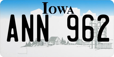 IA license plate ANN962