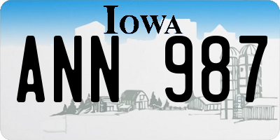IA license plate ANN987