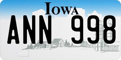 IA license plate ANN998