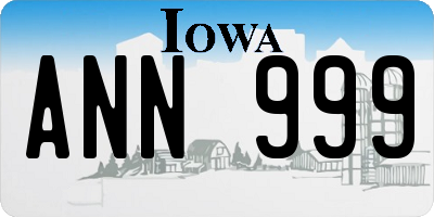 IA license plate ANN999