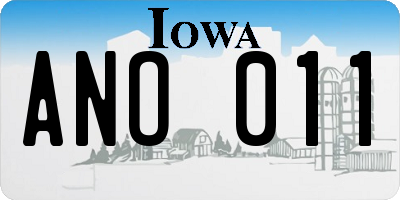 IA license plate ANO011
