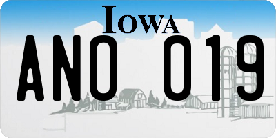 IA license plate ANO019