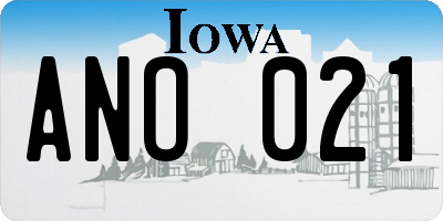 IA license plate ANO021
