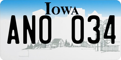 IA license plate ANO034