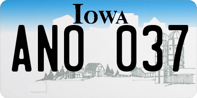 IA license plate ANO037