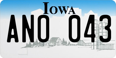 IA license plate ANO043