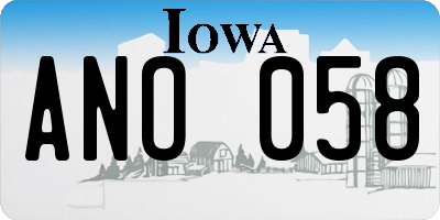 IA license plate ANO058