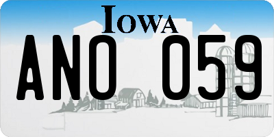 IA license plate ANO059