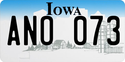 IA license plate ANO073