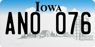 IA license plate ANO076