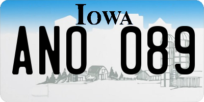 IA license plate ANO089