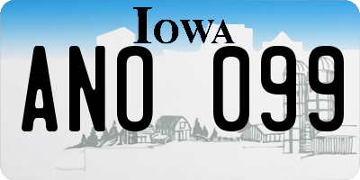 IA license plate ANO099