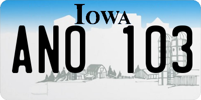 IA license plate ANO103