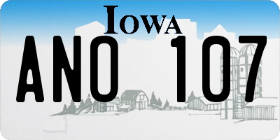 IA license plate ANO107