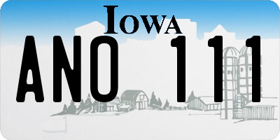 IA license plate ANO111