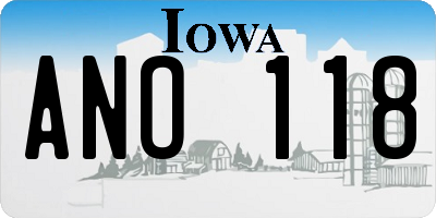IA license plate ANO118