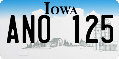 IA license plate ANO125
