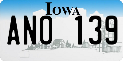 IA license plate ANO139