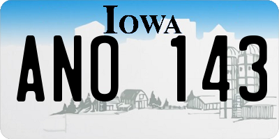 IA license plate ANO143